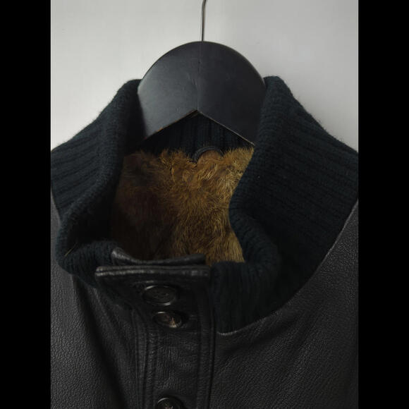 [SOLD] TOM FORD Men's Sz US L Black Fur Lined Leather Bomber Jacket Italy - Picture 6 of 10